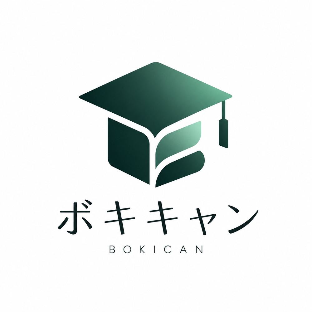ボキキャンの学帽と本をモチーフにしたブランドロゴ